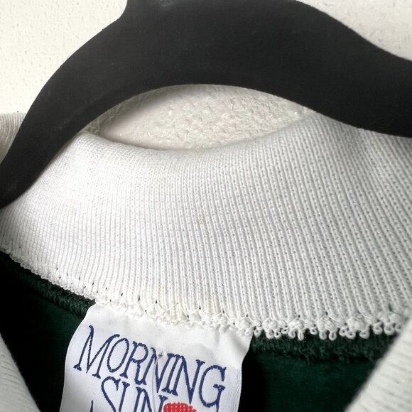 Vintage Morning Sun Womens Medium Green Winter Snow Birds Collard Sweatshirt - Picture 10 of 12